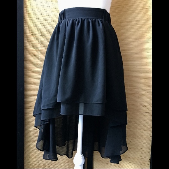 High Low Black Layered Skirt - Picture 3 of 8